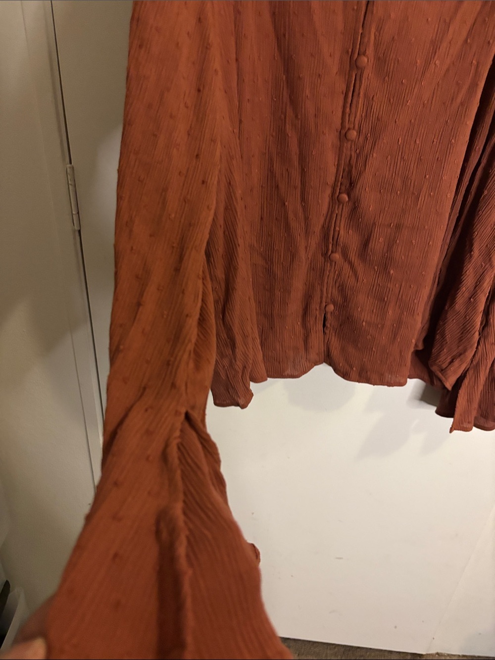 torrid Rust Button-Front Textured Blouse - Picture 3 of 3